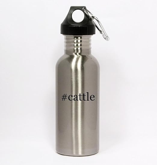 cattle Hashtag Silver Water Bottle Tall 20oz Sports