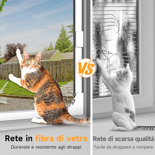 OWYR Magnetic Mosquito Net for Windows 150 x 180 cm White Grey | DIY Adjustable Groove Mounting Fibreglass Mesh No Drilling Insect Protection