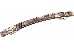 French Amie Long and Thin Large 4" Celluloid Automatic Handmade Hair Clip for Girls Strong Hold No Slip Grip Hair Claw Clips for Women, Made in France (Onyx)