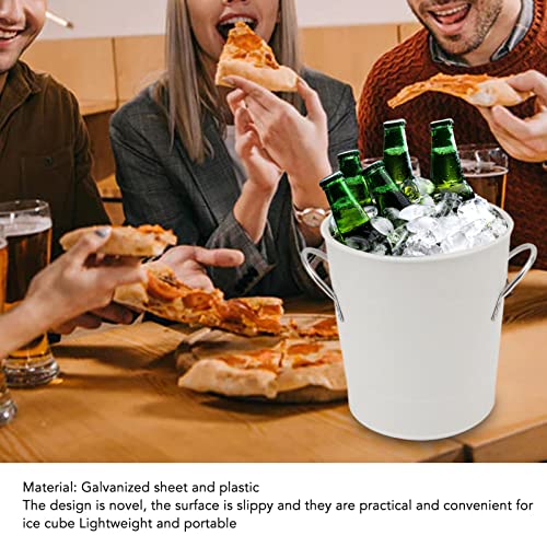 Greensen Double Wall Thermal Ice Bucket with Lid and Spoon for Champagne and Wine, Refrigerated Container, White, 19.5 x 20.5 x 16 cm