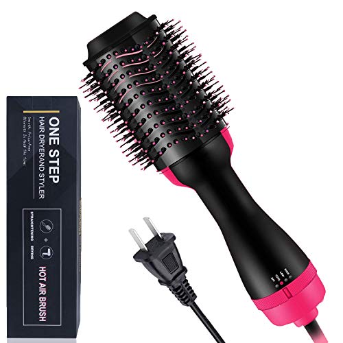 Hot Air Brush – One Step Hair Dryer Brush,6.6ft Cable 3-in-1 Salon Negative Straighten Electric Blow Dryer, New Feature Anti-scald Reduce Frizz and Static Styling Tools