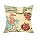 Sea Horse Starfish Throw Pillow Case Stamp Cushion Cover Pillowcase Gift Anniversary Cushion Covers Vintage Sea Scenery 18*18 Style 3