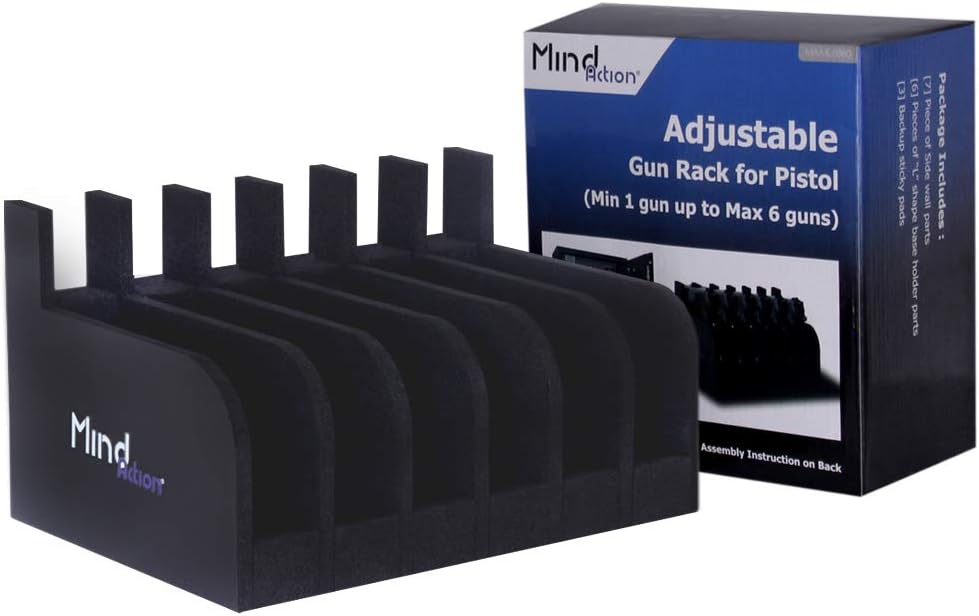Mind and Action Foam Pistol Rack Handgun Holder for Gun Safe Gun Cabinet Accessories, Customized Gun Storage from 1 up to 6 Firearms (Black): Sports & Outdoors