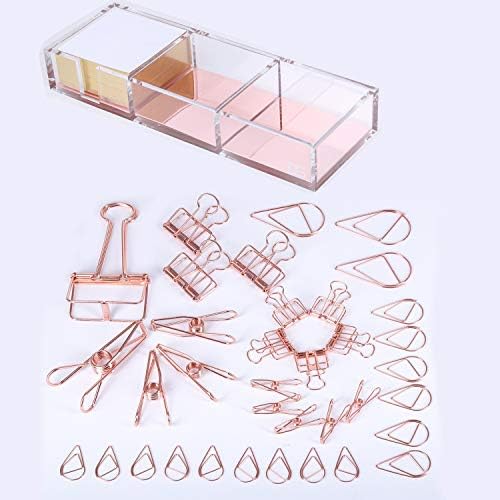 Draymond Story Rose Gold Clips Holder with 320 Sheets and 36pcs Mix Assorted Size Clips