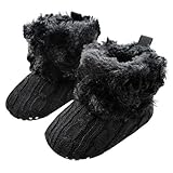 Voberry Baby Premium Soft Sole Anti-Slip Warm Winter Infant Prewalker Toddler Button Snow Boots (0-6months(11CM), Black)