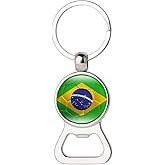 Brazilian Flag KeyChain,Brazil Flag Beer Bottle Opener KeyChain for Dad Papa Husband Birthday Anniversary Father's Day Gifts(Brazil)
