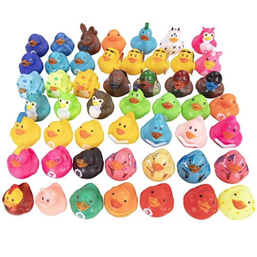 50Pack Assorted Rubber Ducks Baby Bath Toys I Baby Shower Mini Rubber