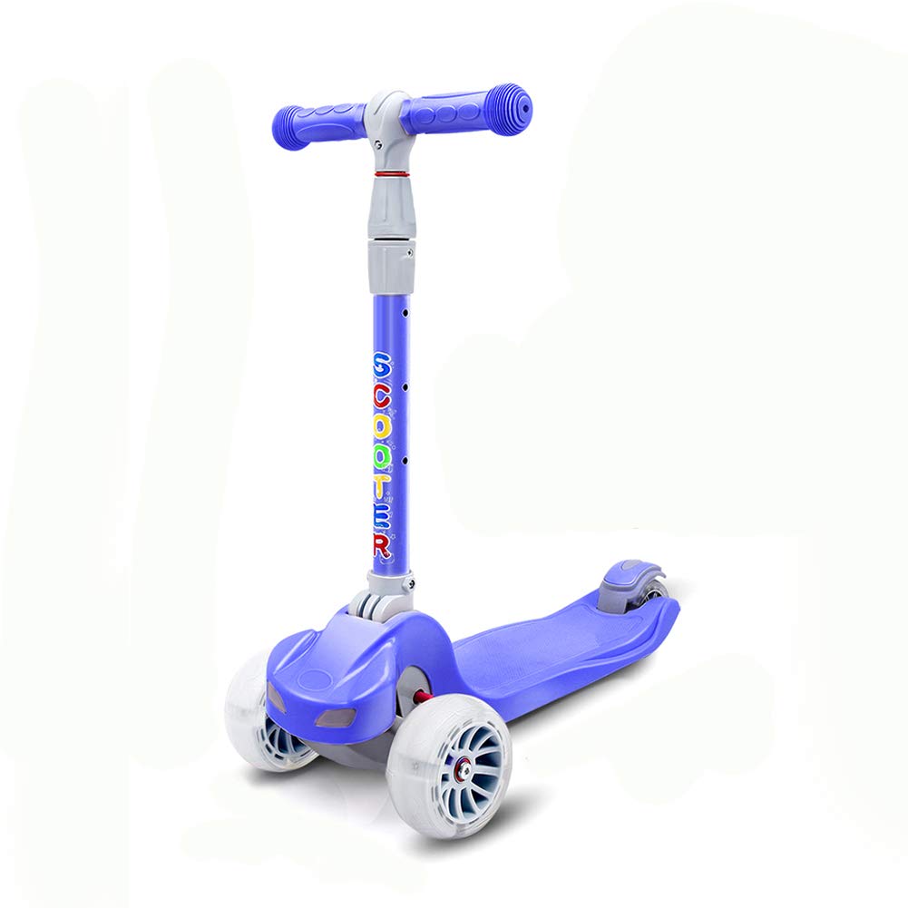 67i Kick Scooter for Kids 3 Wheel Scooter for Toddlers Girls & Boys 4 Adjustable Height Lean to Steer with PU Flashing Wheels for Children from 3 to 12 Years Old (Dark Blue)