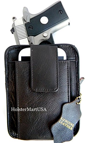 Dark Brown Leather Concealment Gun Belt Pack Holster for Ruger LCP 380 with Laser, Sig Sauer P238 with Laser, Kel-Tec 380 with Laser, S&W Bodyguard 380 with Laser, Taurus TCP 380 with laser, Diamondback 380 with laser, Kahr P380 with Laser, Under Bar