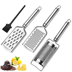 Set van 3 raspen, bolatus kaasraspen, citroenzester handrasp voor keuken, grove rasp, roestvrij staal, rasp, citrus…