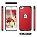 ULAK iPod Touch 7 Case, iPod Touch 6 Case, Slim Fit Hybrid Hard Back Cover with Shockproof Soft Silicone Interior Anti-Scratch Premium Case for iPod Touch 5th/6th/7th Generation, Red