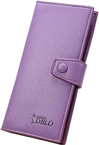 VL Women's Blocking Card Holder Ladies Purse Large Capacity Leather Cluth Wallet Colorsize Medium Purple