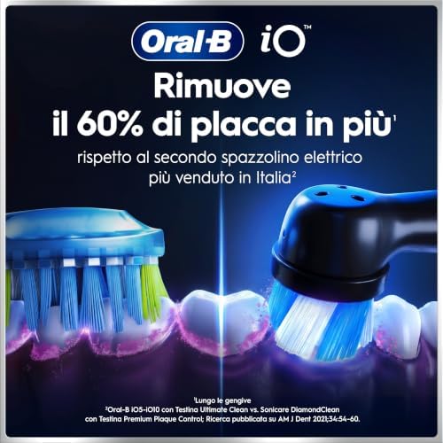 iO 6 Spazzolino Elettrico, 3 Testine di Ricambio, Custodia, Nero