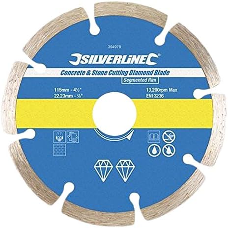 Silverline 633624 Concrete and Stone Cutting Diamond Blade 125 x 22.23 mm Segmented Rim