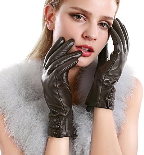Women Leather Gloves Touchscreen Texting Evening Real Lambskin Warm Driving Cashmere Lining Gloves