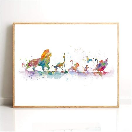 Dayanzai Lion King Poster Canvas Print Watercolor Classic Cartoon