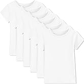 6 Pack Girls/Toddlers Cotton T-Shirts Crewneck Short Sleeve Summer Tops Kids Clothes Tees(2T-14Y)