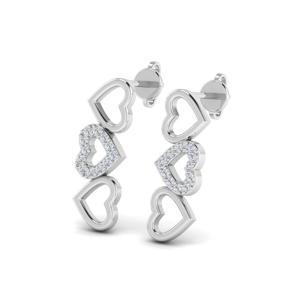 Lords Jewels Love Heart Diamond Drop Earrings For Women Set with 0.04 ct Diamonds | Women Earrings | Handmade Earrings | Earrings For Girls | Gifts For Wife
