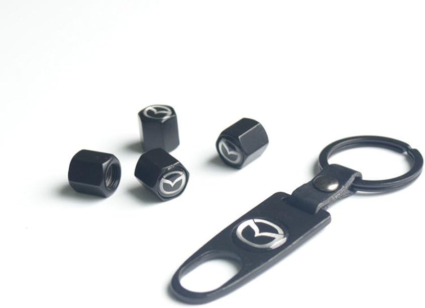 Morgan966 ID Fine Black Car Auto Tire Wheel Valve Stems Caps Key For Mazda All Model
