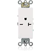 Leviton Decora Plus Single Receptacle 20 Amp, 250 Volt, Straight Blade, Commercial Grade, Self-Grounding, 16441-00W, White