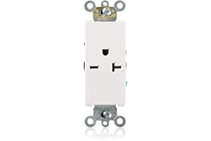 Leviton Decora Plus Single Receptacle 20 Amp, 250 Volt, Straight Blade, Commercial Grade, Self-Grounding, 16441-00W, White