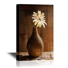 Still Life with White Gerbera in a Brown Vase