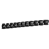 Capri Tools 1/2 in. Drive Stubby Impact Socket Set, SAE, 3/8 to 1 in, 11-Piece