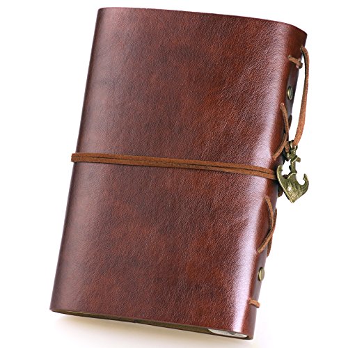 Leather Writing Journal Notebook, 7" Unlined Classic Vintage Nautical