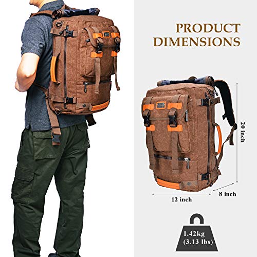 Canvas Backpack WITZMAN Vintage Travel Backpack Hiking Luggage Rucksack Laptop Bags AB2020 (20 inch brown) - Thumbnail 7