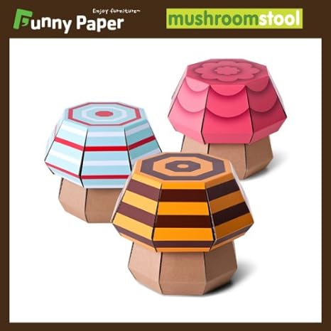 Amazon Co Jp 子供用ダンボール家具 子供椅子 きのこばたけ カラーきのこスツール3種セット ホーム キッチン