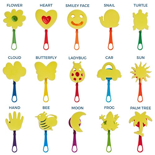 image for ECR4Kids Designer Foam Paint Stampers Set - 15 Unique Sponge Daubers -