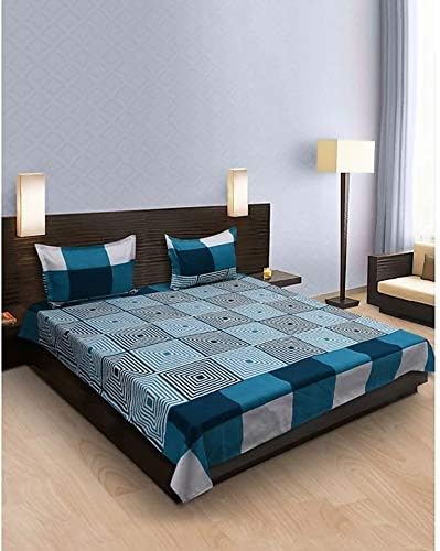 OJASVI HERBS KD TEXTILES 150 TC 3D Printed Poly Cotton Double Bed Bedsheet with 2 Pillow Covers (Multicolour)