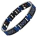 Blue Carbon Fiber Titanium Magnetic 4 Element Bracelet Double Strength Adjusting Tool and Gift Box Included