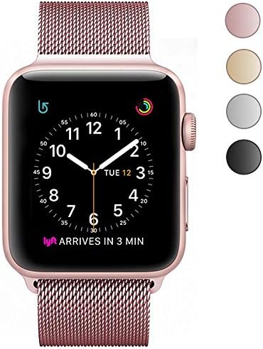 Eazco Stainless Steel Mesh Milanese Loop with Adjustable Strong Magnetic Closure Replacement Metal Band for 2017 New Watch Series 3/2/1 Nike+ Sport and Edition (38MM Rose Gold)