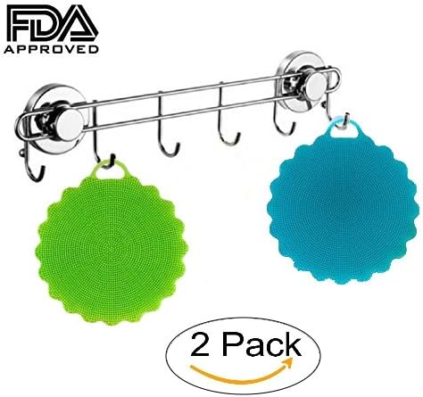 Silicone Sponge, Silicone Dish Scrubber, Multi-Purpose Dishwashing Brush, Antibacterial, Food-Grade, BPA Free, Scratch Free, Heat Resistant - 2 Pack