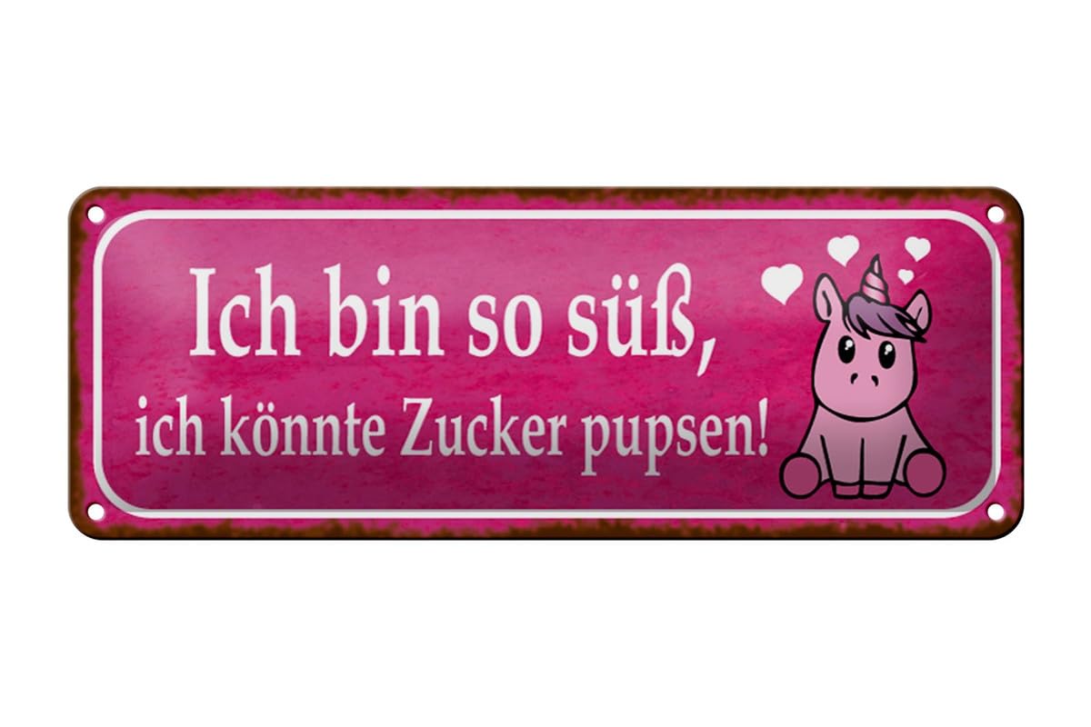 Tin Sign 27 x 10 cm Curved with German Text "Ich Bin so süß" [I'm so sweet]
