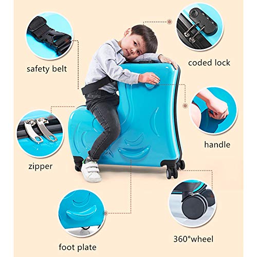 O-Toys 2 in 1 Kids Luggage Ride-On Organizer Carry-On Travel Bag with Traction Rope Waterproof Toys Storage Box, Large Pink