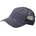 Wholesale Low Profile Unstructured Herringbone Cotton Twill Distressed Mesh Trucker Caps (Navy) - 19777