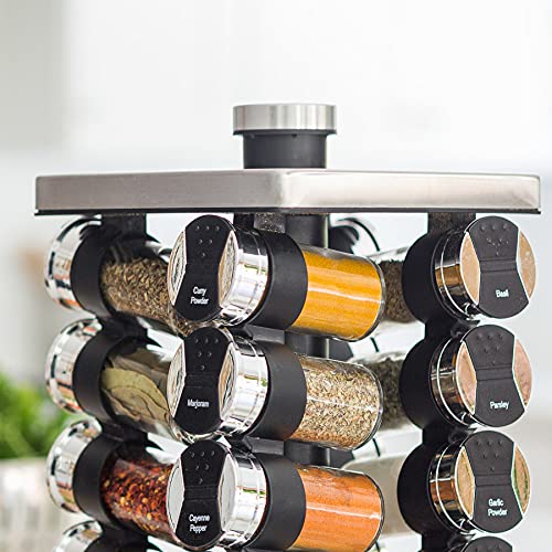 Orii Rotunda 20 Jar Spice Rack Filled with Spices & Top Label