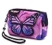 AUPET Purple Butterfly Design Digital Camera Case Bag Pouch Coin Purse with Strap for Sony Samsung Nikon Canon Kodak