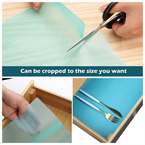 Refrigerator Shelf Liners for Glass Shelves, 8 PCS Washable Removable Blue Fridge Liners and