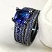 LOVERSRING His and Hers Wedding Ring Sets Couples Rings Women 10K Black Gold Filled Blue Cz Wedding Engagement Ring Bridal Sets Men's Stainless Steel Wedding Band