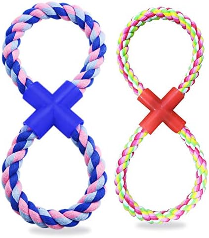 スポンサー プロダクト アグレッシブな噛む人のための犬のロープのおもちゃ 犬のトレーニングのための8つの形の大きな犬の噛むおもちゃ 耐久性のある重い噛む ロープのおもちゃ 日本産 口腔の健康を保つためのきれいな歯とマッサージガム 2パック