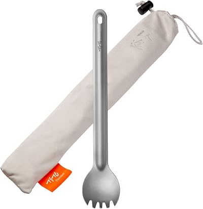 TiTo Titanium Spork and Spoon Long Handle Ultralight Camping Flatware