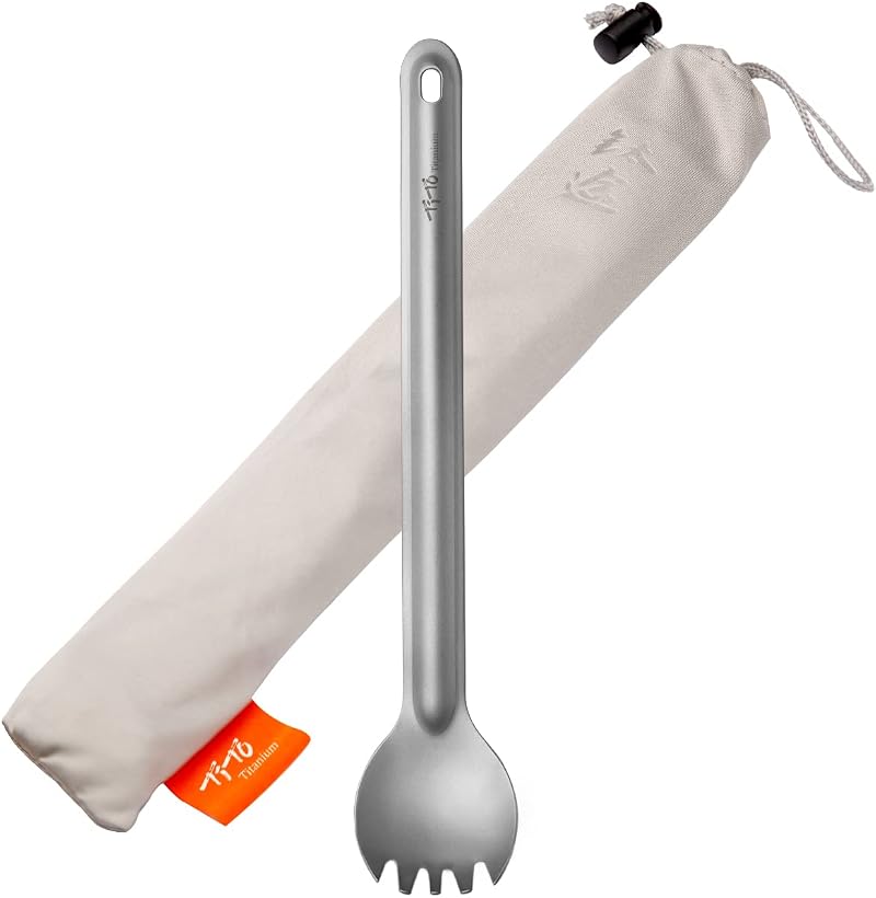TiTo Titanium Spork and Spoon Long Handle Ultralight Camping Flatware