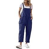 YESNO Women Long Casual Loose Bib Pants Overalls Baggy Rompers Jumpsuits with Pockets PV9