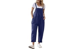 YESNO Women Long Casual Loose Bib Pants Overalls Baggy Rompers Jumpsuits with Pockets PV9