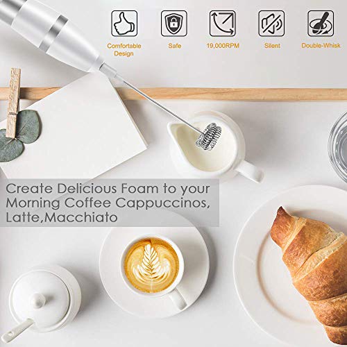 image for HCE Electric Milk Frother, Handheld Battery Operated Foam Maker, Mini 