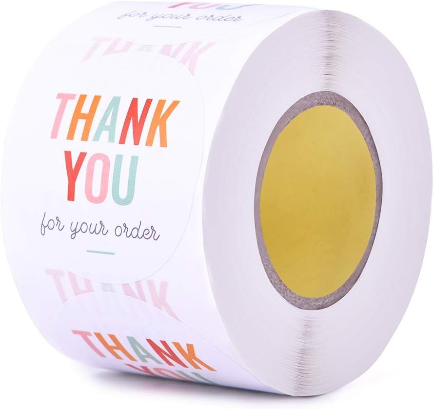 2 Inch Natural Brown Kraft Stickers (500 Per Roll) - Thank You for Your Order Stickers (Permanent Adhesive) for Store Owners, Crafts, Organizing, Jar and Canning Labels : Office Products