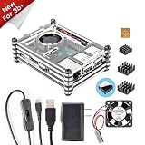 Sunfounder Raspberry Pi 3 B+ Case with Fan, Heatsinks, 5V 2.5A Power Supply for Raspberry Pi 3 Model B+ 3B 2B